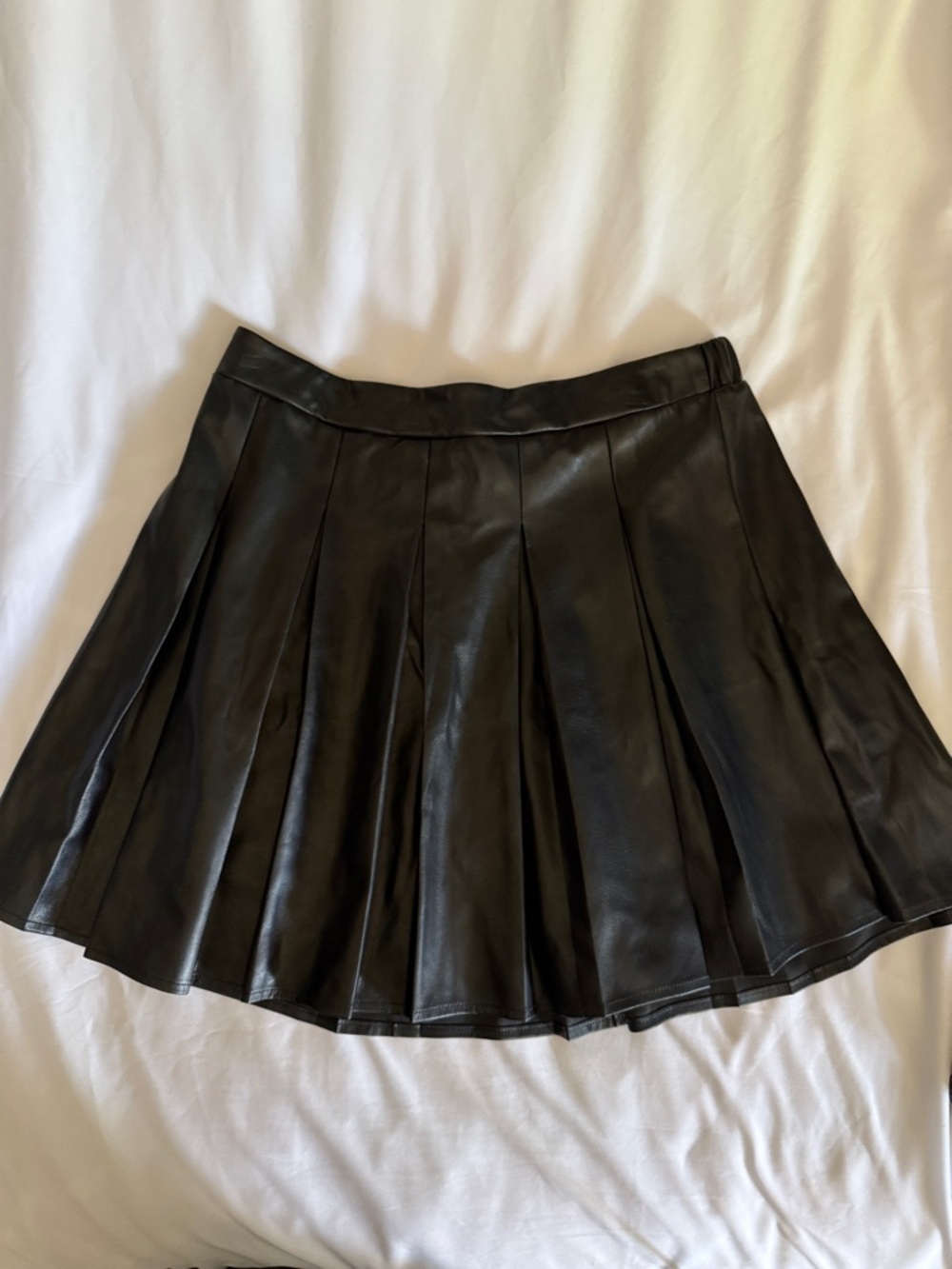 SO Black Faux Leather Pleated Skirt - Large